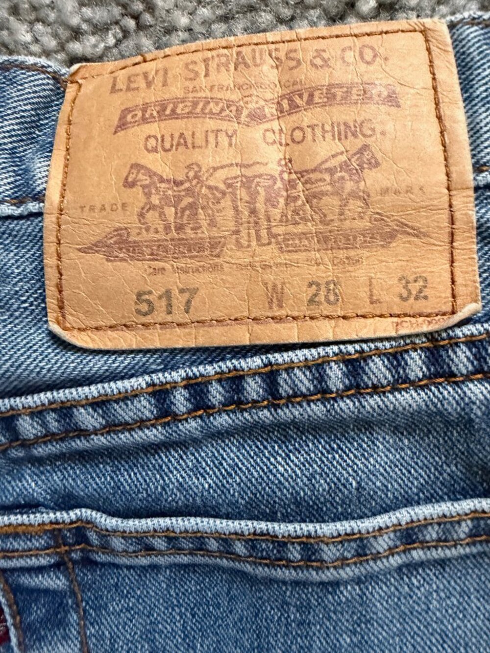 VTG 1998 Levi's 517 Made in USA Bootcut Jeans Distressed Light Wash 28x32 - Picture 13 of 14